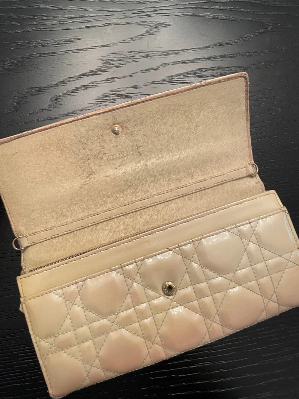 Christian Dior Cannage Patent Leather Lady Dior Rendezvous Wallet AS IS